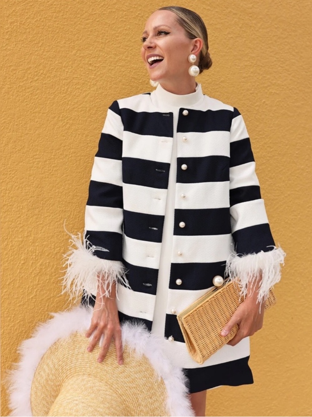 Tuckernuck x Atlantic Pacific Navy and White Millie Coat Dress Striped Button - Picture 3 of 7